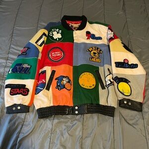 Vintage Jeff Hamilton Leather NBA Big Patch Jacket 3XL  Defunct Logos And Teams